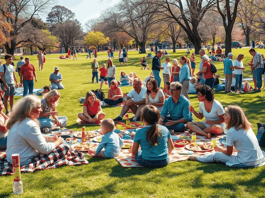 An image of community members participating in a recreational activity organized by COMITE DES FETES ET LOISIRS, such as a picnic, a game day, or an outdoor movie night. The image captures the joy and camaraderie of the event, emphasizing the organization's role in creating opportunities for social interaction and relaxation.