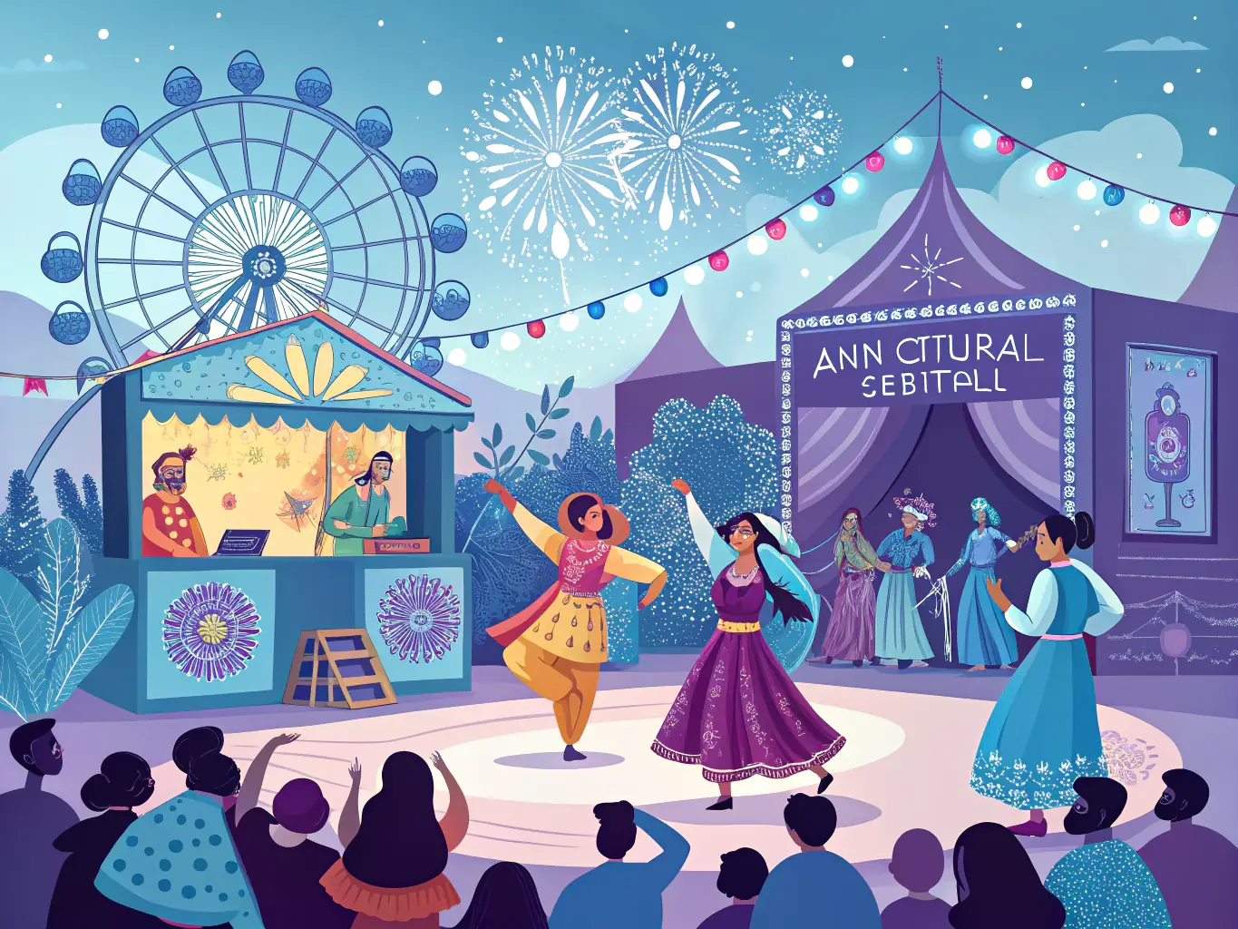 A colorful image of a cultural festival organized by COMITE DES FETES ET LOISIRS, featuring local artists, musicians, and performers. The image captures the diversity and richness of the local culture, highlighting the organization's commitment to preserving and promoting cultural heritage.